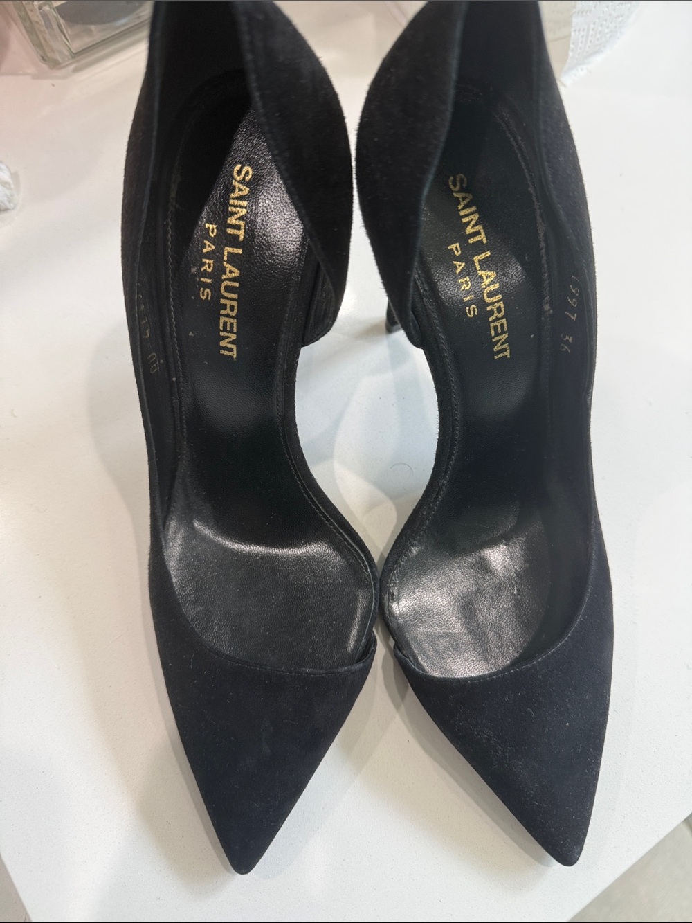 Saint Laurent Black Suede Pointed Pumps - Picture 4 of 4